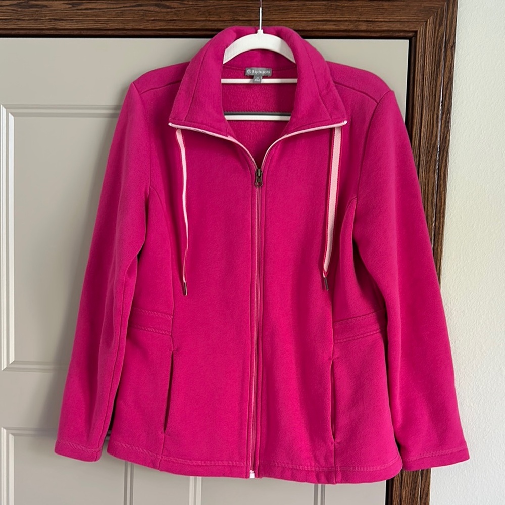 EUC Talbots Women's Pink zip up Sweatshirt  Jacket Size Medium
